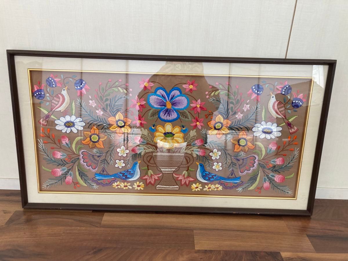 美品 戸塚刺繍 戸塚きく 初代作品 額 花 鳥 モダン｜Yahoo!フリマ（旧
