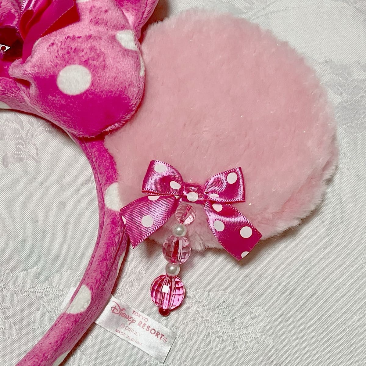 ディズニー ミニー 水玉 イヤリング カチューシャ ピンク ラメ