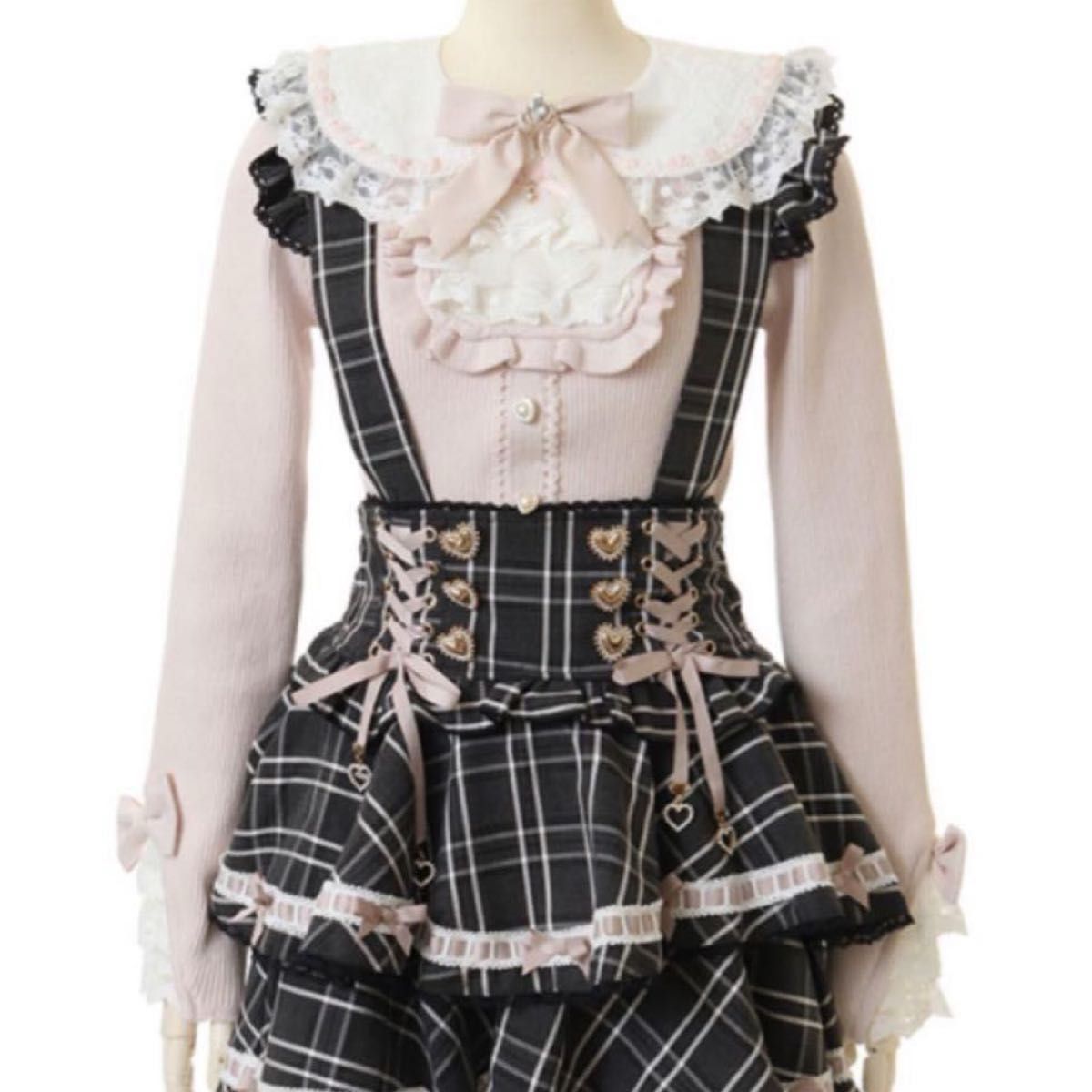 2日間限定値下げ LIZLISA はしごリボンチェックティアードスカパン