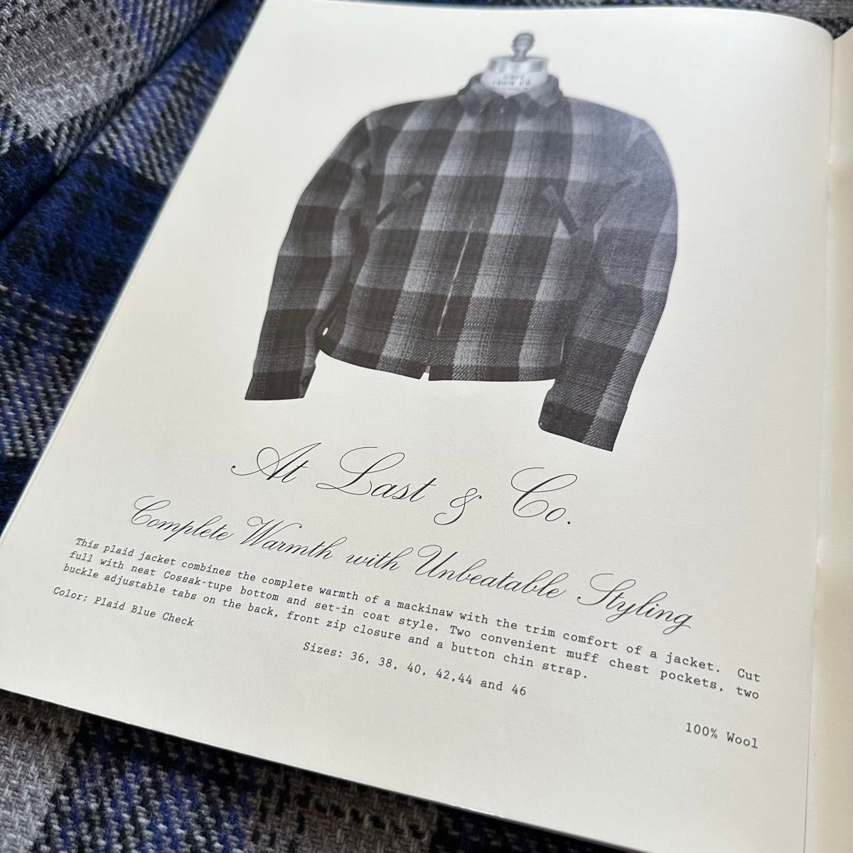美品 Atlast&co アットラスト WOOL COSSACK JACKET チェック size38
