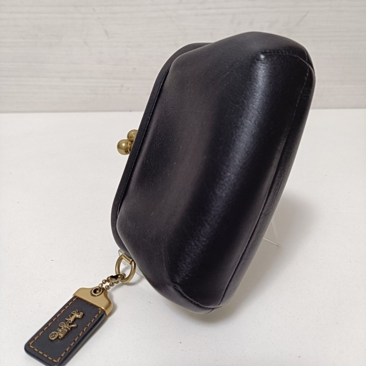 コーチ 本革レザー がま口 財布 コインケース ブラック 美品｜Yahoo