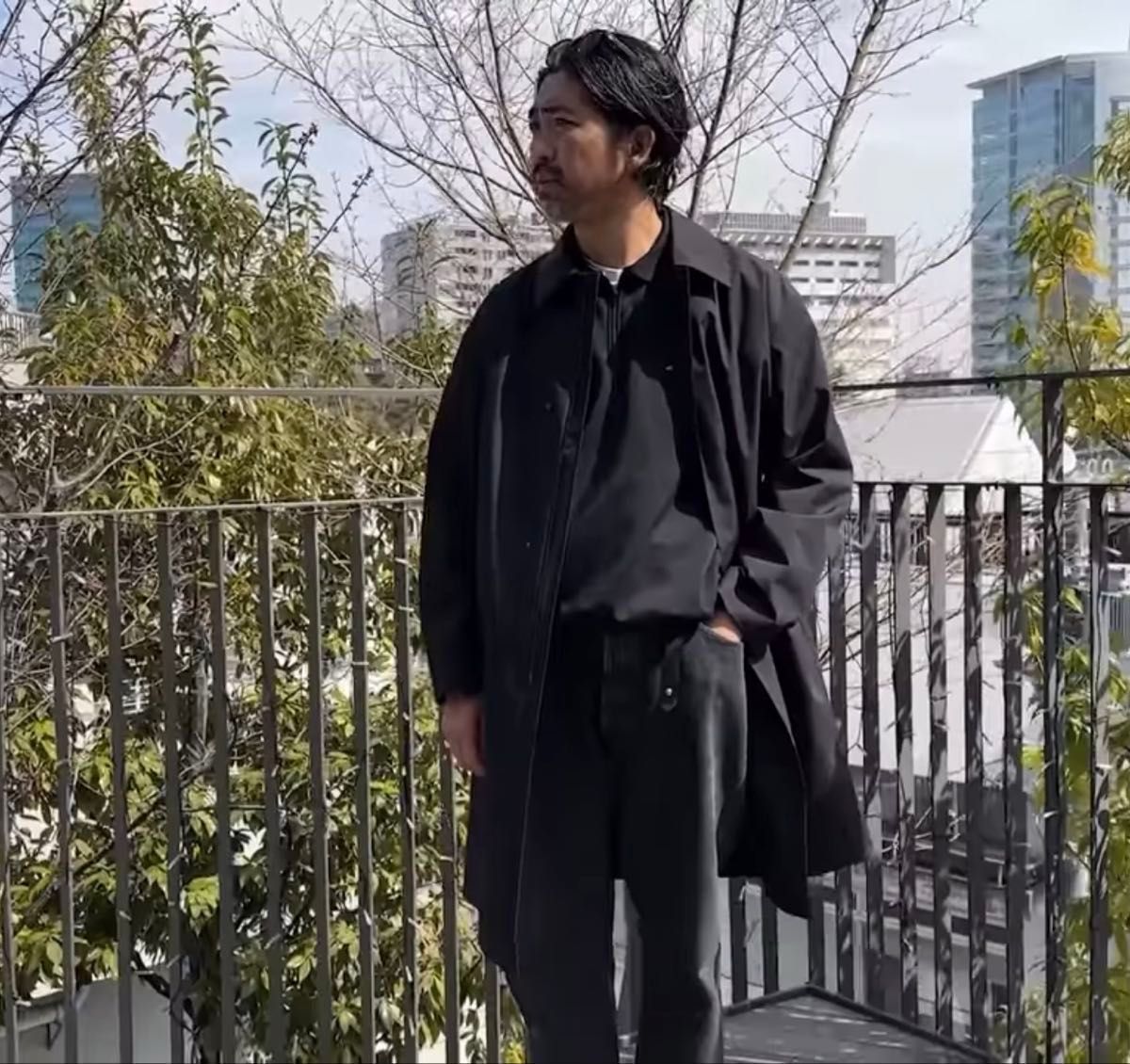 2025SS】UNIQLO C /ユニクロシー ブロックテックステンカラーコート 黒