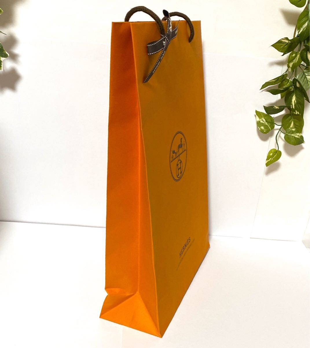 エルメス 「HERMES」ショッパー 紙袋 ネクタイ箱サイズ (4901) 正規品