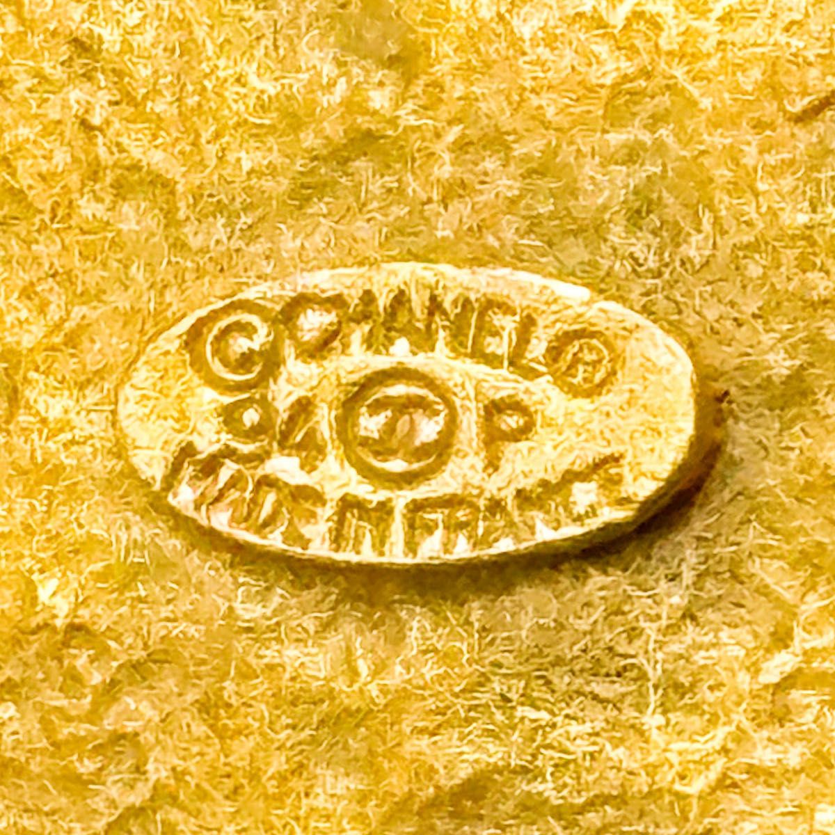 美品 CHANEL シャネル ヴィンテージ ブローチ 94P ゴールド系 ココ