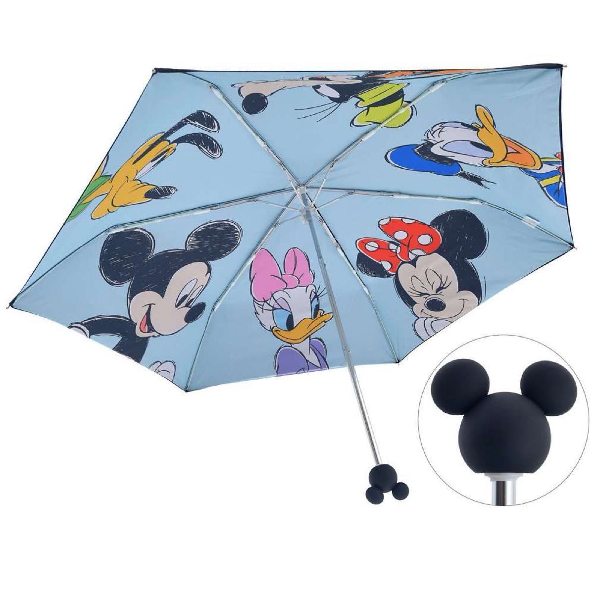 新品タグ付き ディズニーストア ミッキー＆フレンズ 折りたたみ傘 晴雨