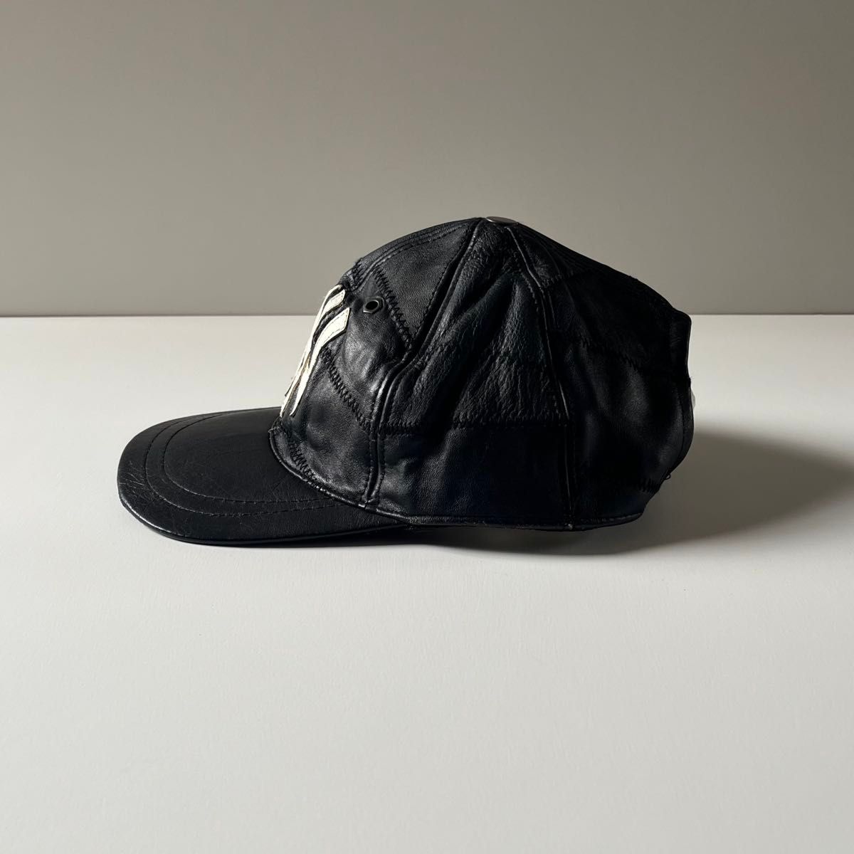 90s vintage】レア ヤンキース レザーキャップ 本革 ツギハギレザー