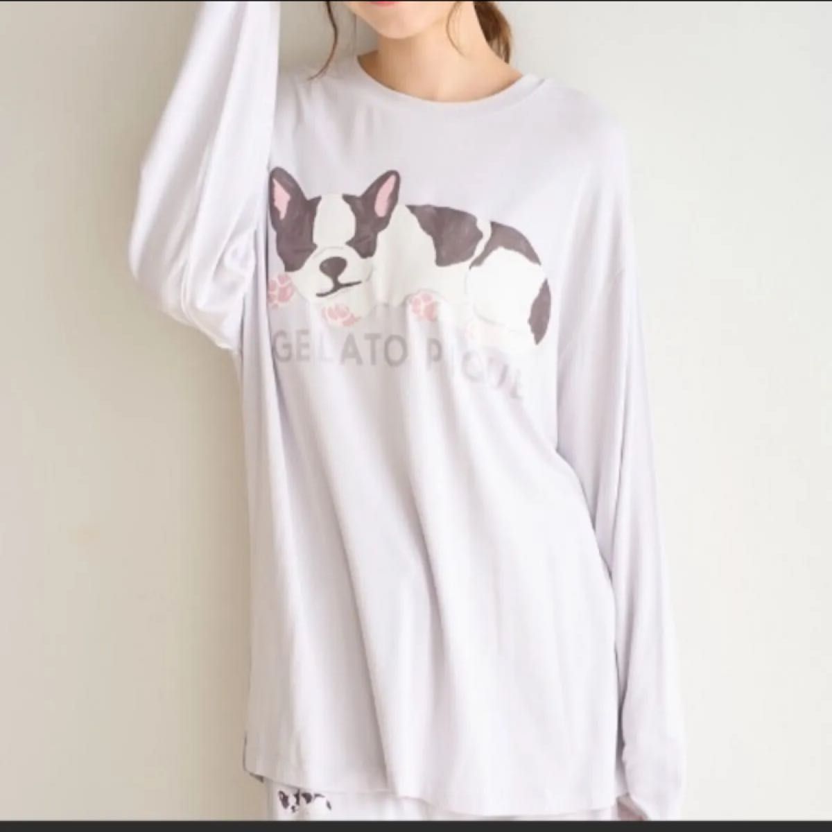 ジェラートピケ フレンチブルドッグ SLEEPING DOGワンポイントロンT