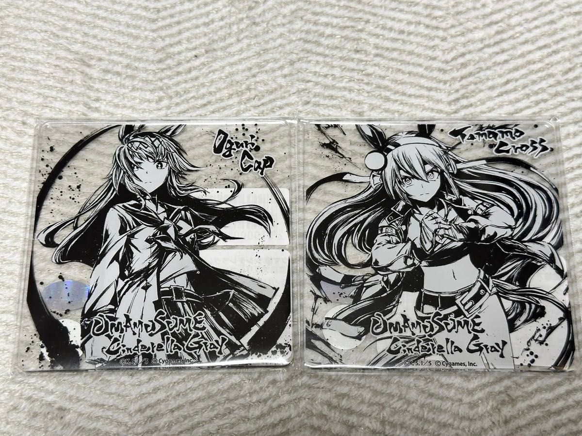 新品 限定品 オグリキャップ タマモクロス 墨絵アクリルコースター