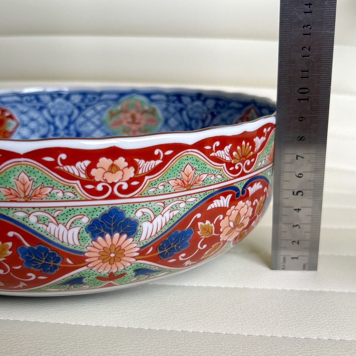 美濃焼 庫山窯 染錦 花鳥 大鉢 輪花鉢 盛り鉢 菓子鉢 大皿 和食器