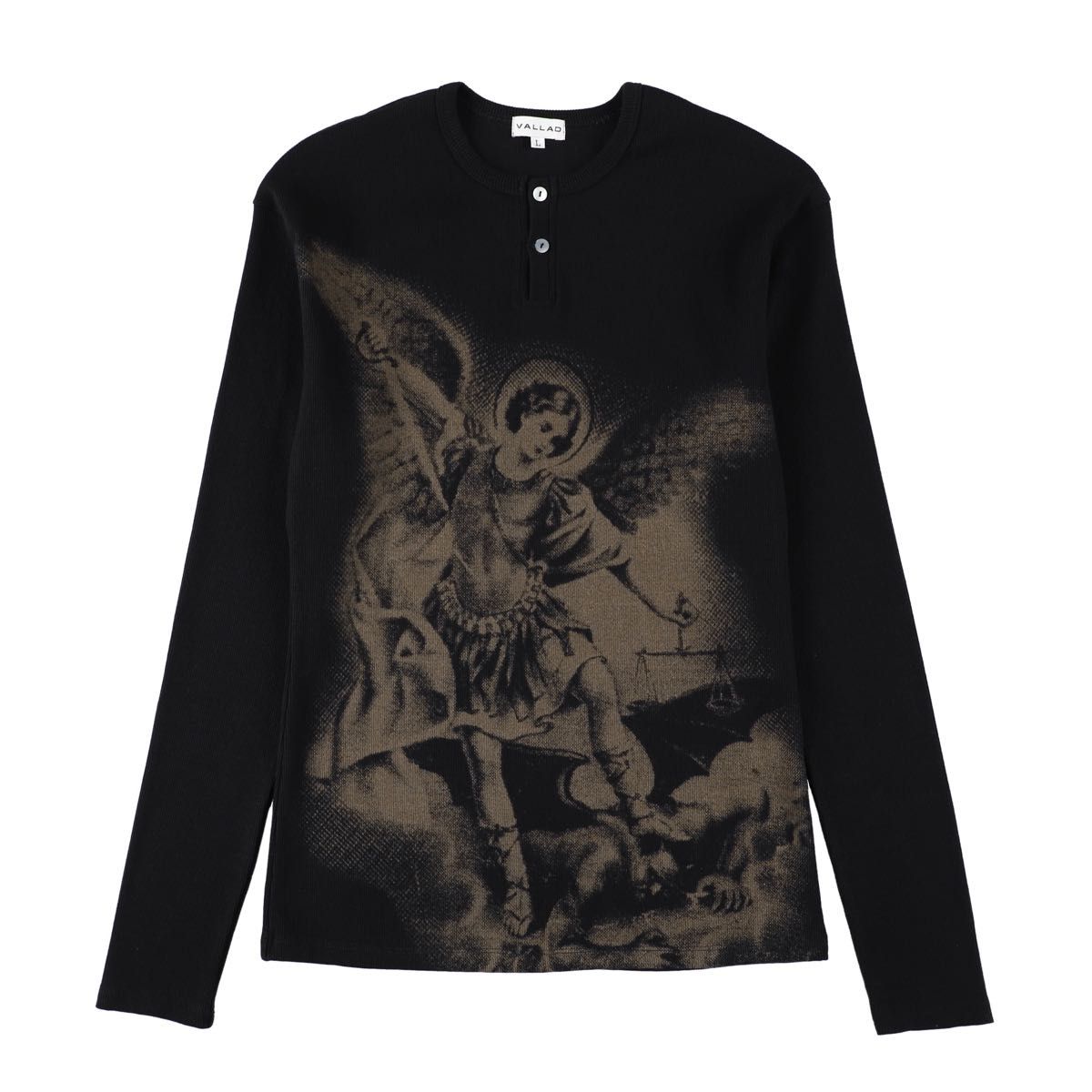 V HENRY NECK L/S サイズL VALLAD V HENRY NECK L/S ブラック iO着用