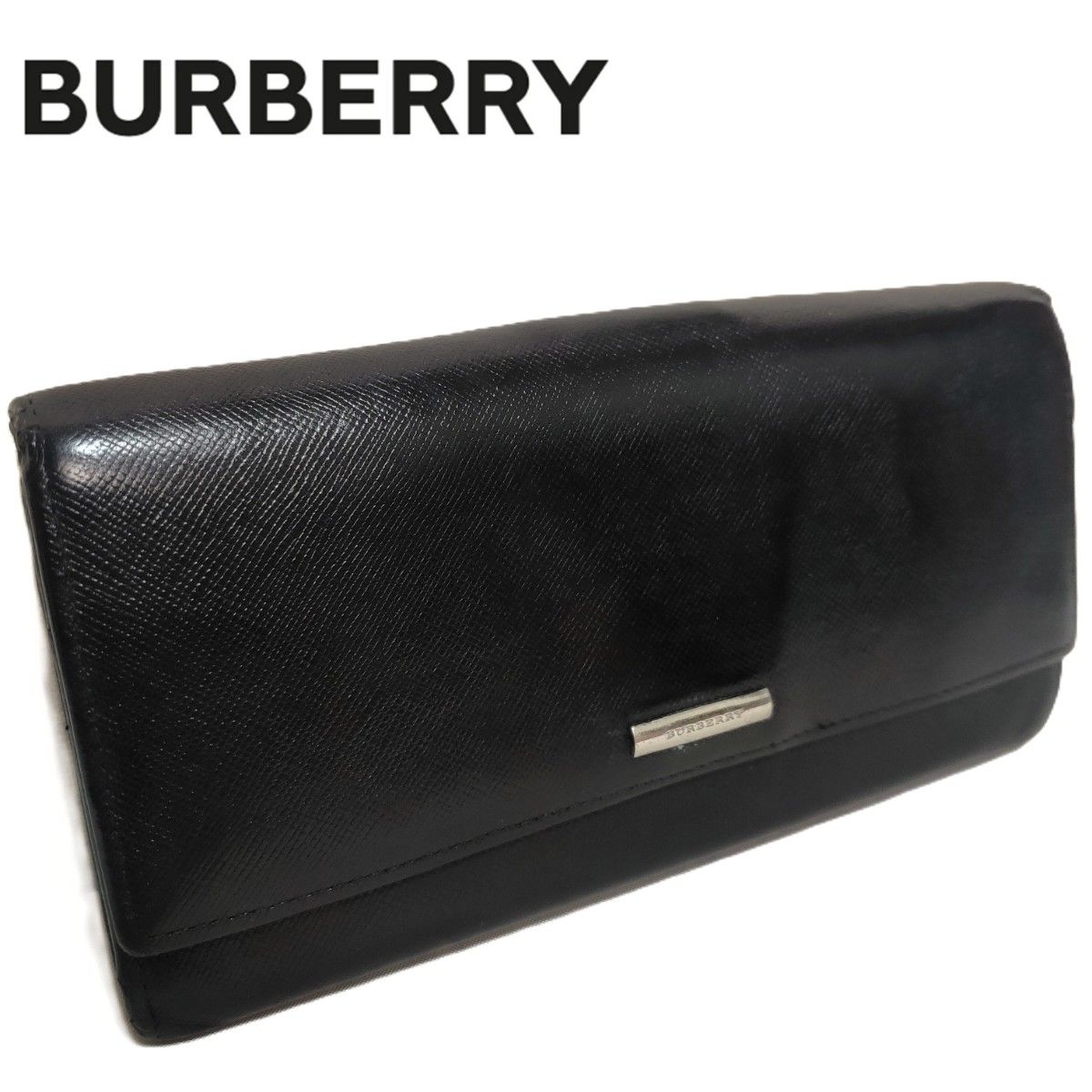 BURBERRY バーバリー 長財布 レザー ノバチェック がま口 ブラック 黒
