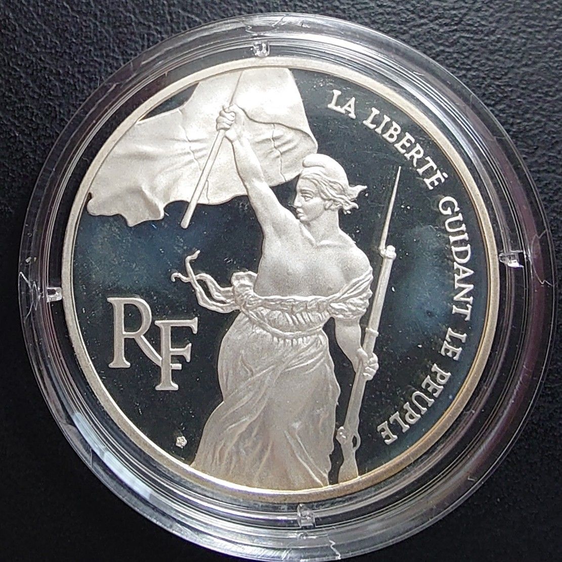 1993年 フランス銀貨 100フラン ルーブル美術館200周年記念銀貨 民衆を