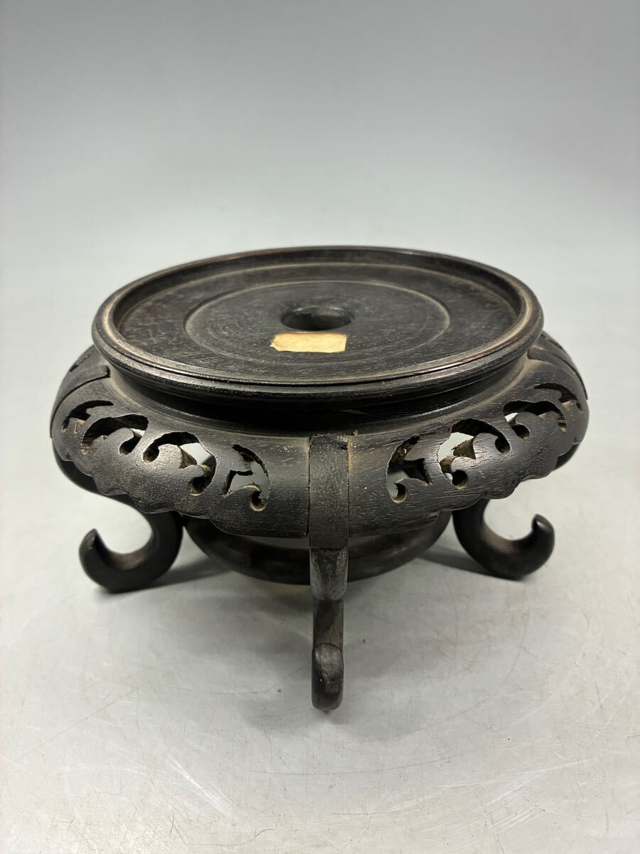 時代物 唐木製 飾台 長方卓 高さ19cm 香炉台 花台 盆栽台 アンティーク