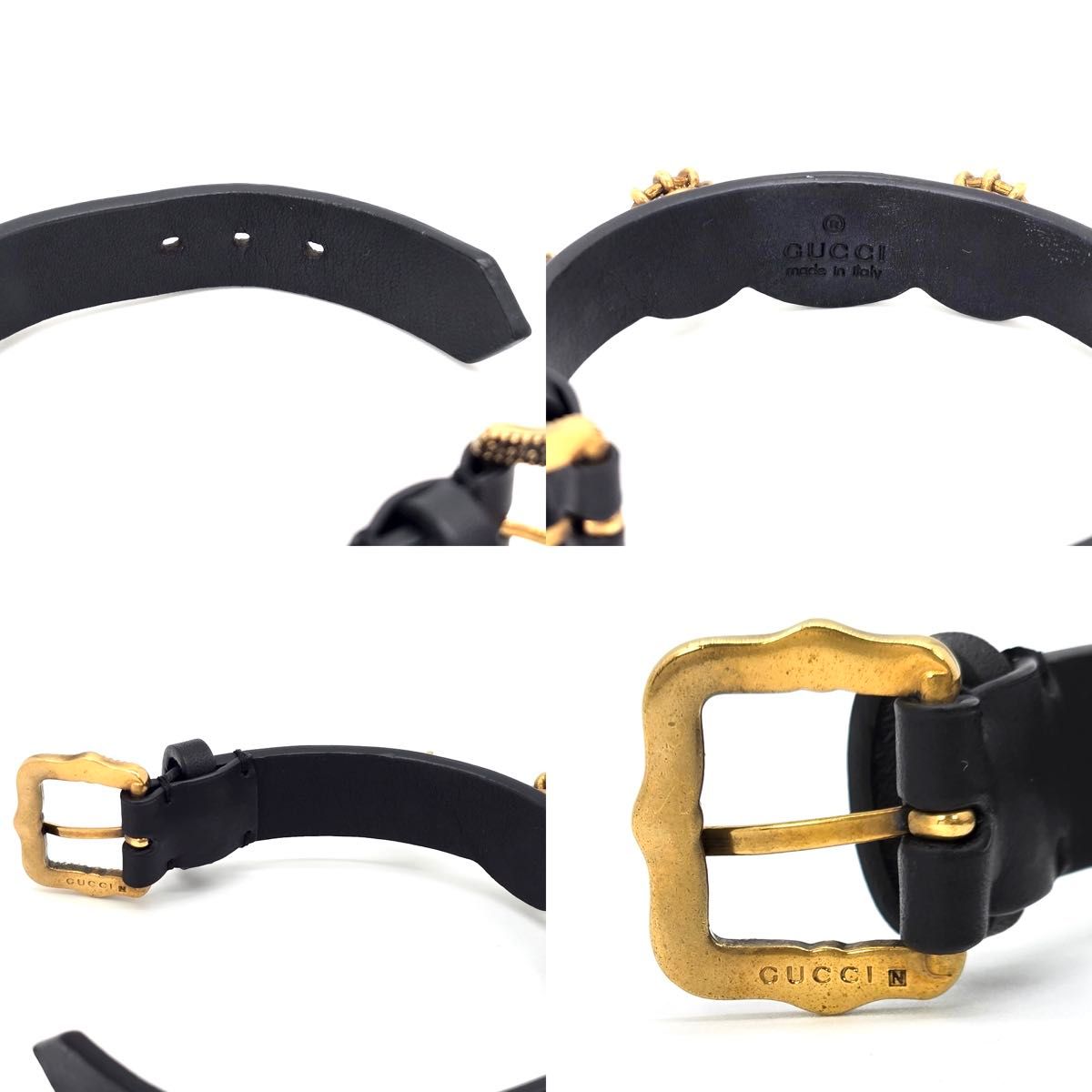 GUCCI グッチ タイガーヘッド クリスタル レザー ブレスレット 手首