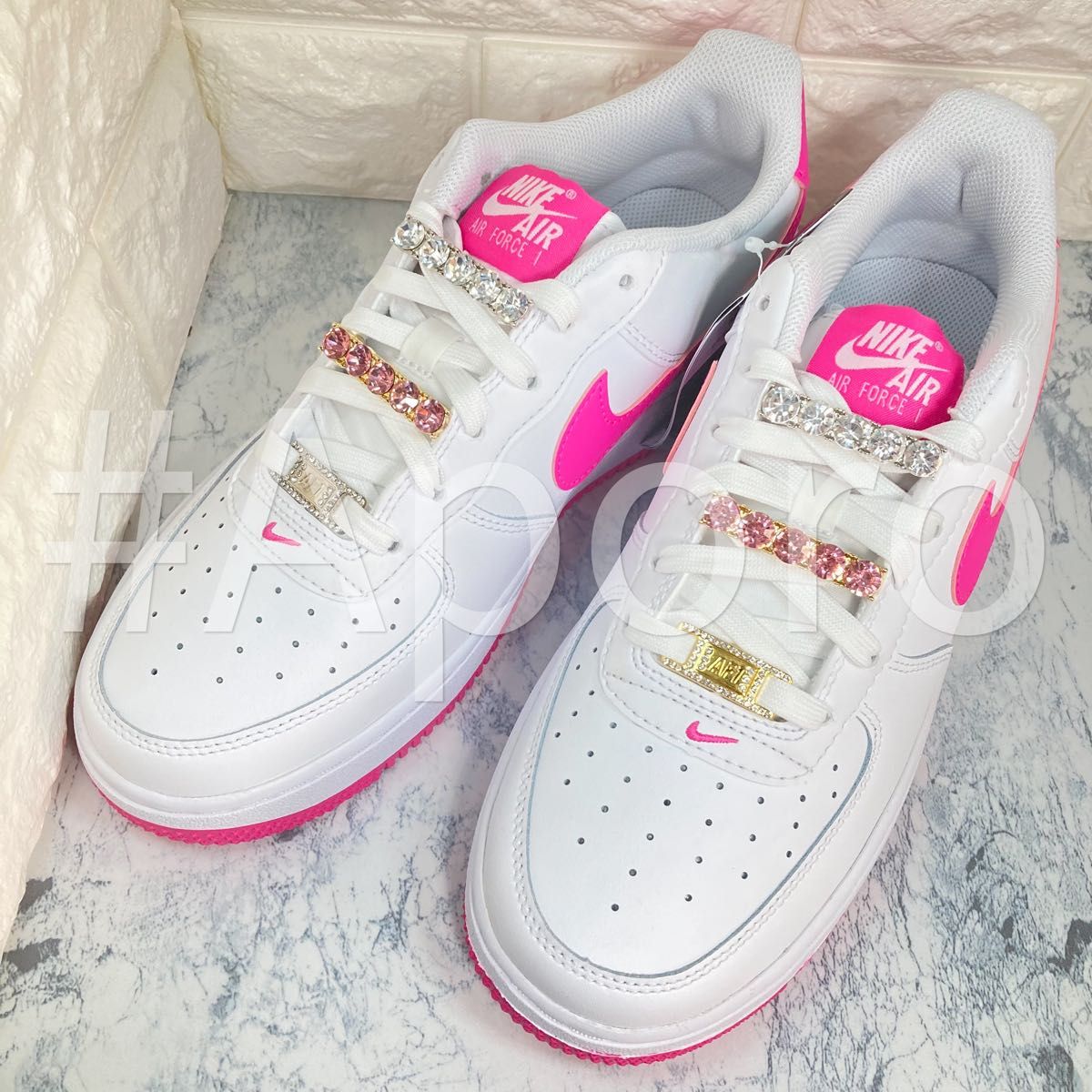 24 NIKE ナイキ AIR FORCE 1 エアフォース1 ピンク ダイヤ ホワイト