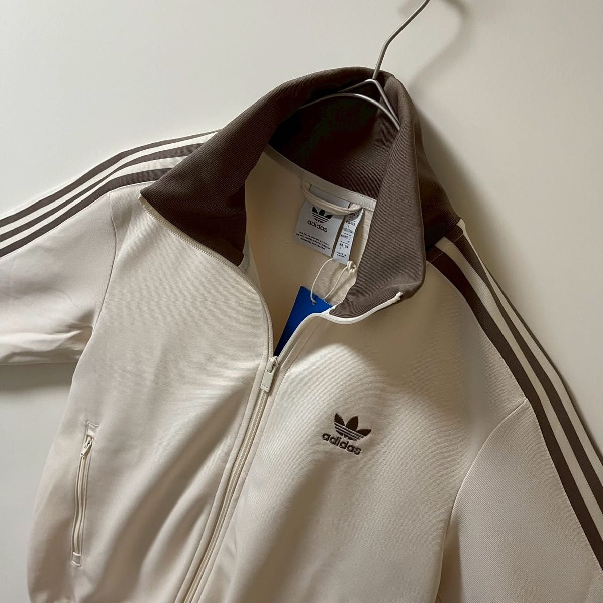 新品 2XL 新品 adidasトラックジャケット 刺繍 ベージュ×モカブラウン