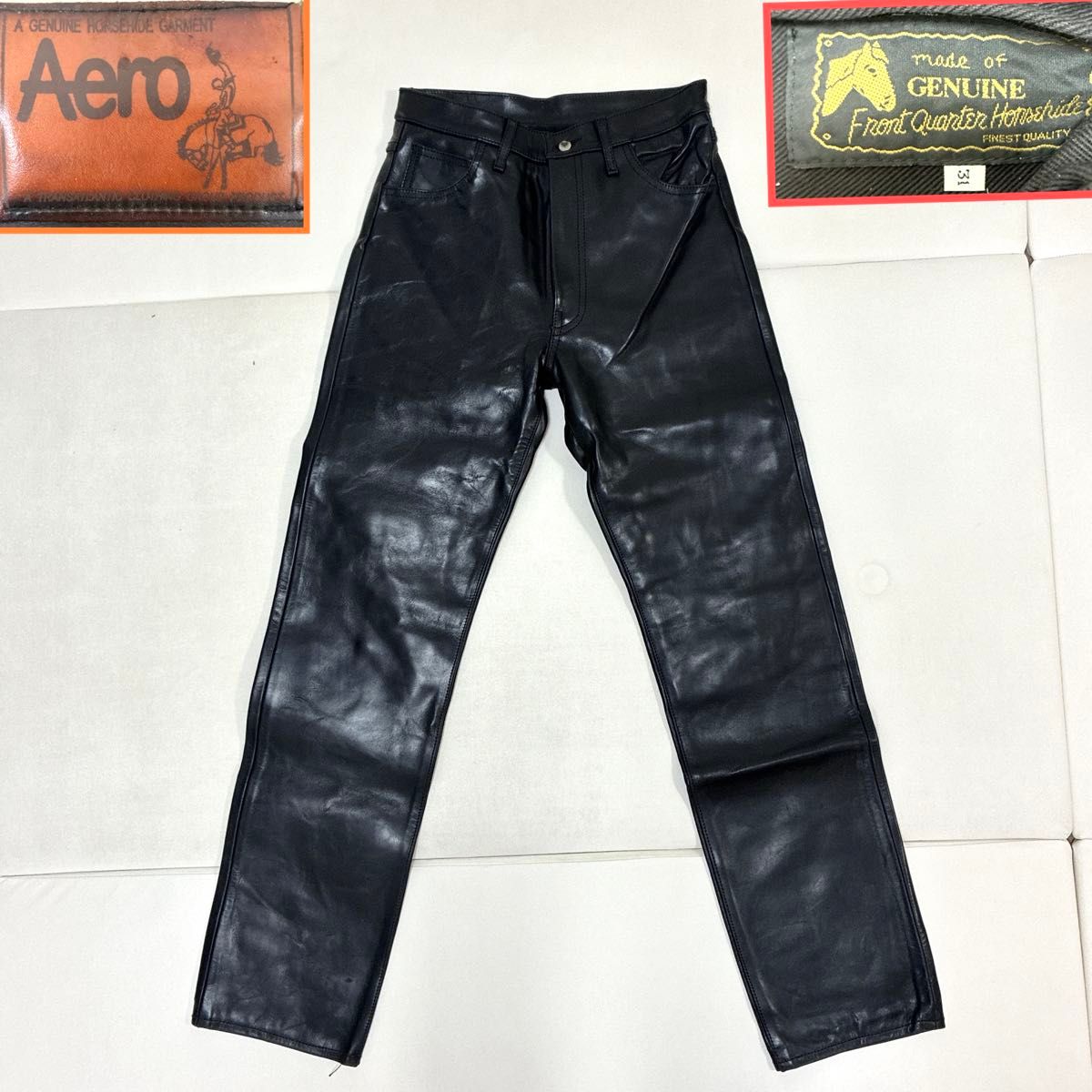 入手困難 AERO LEATHER 馬革 ホースハイドパンツ 黒 31サイズ レザー
