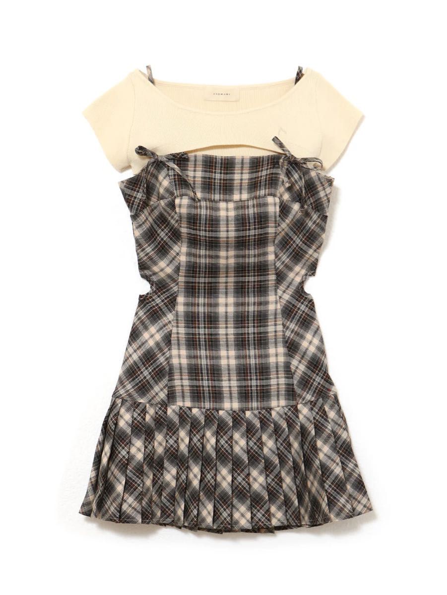 Andmary Karen check mini dress Beige Sサイズ AM1324 アンドマリー