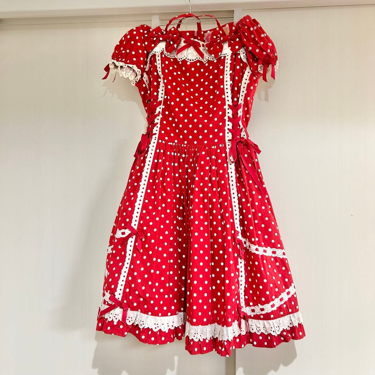 Angelic Pretty ドット 赤 ワンピース レッド 懐古ロリィタ｜Yahoo