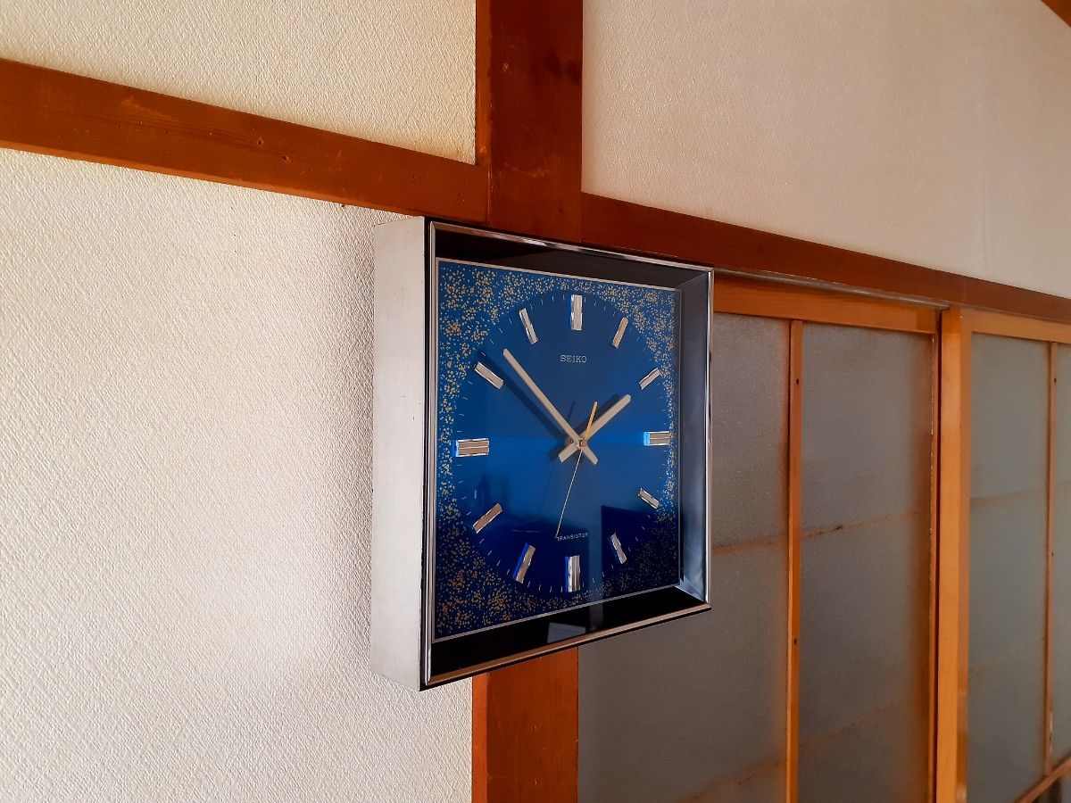 70's SEIKO 掛け時計 ミッドセンチュリー ビンテージ ブルー｜Yahoo