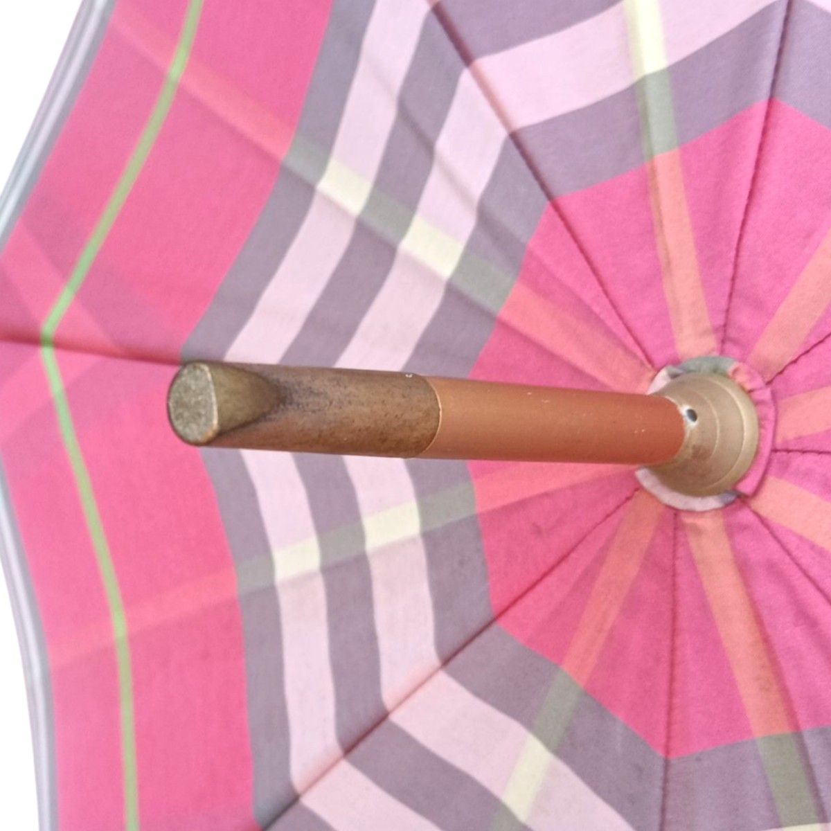 希少 BURBERRY バーバリー 雨傘 長傘 ノバチェック サーモンピンク