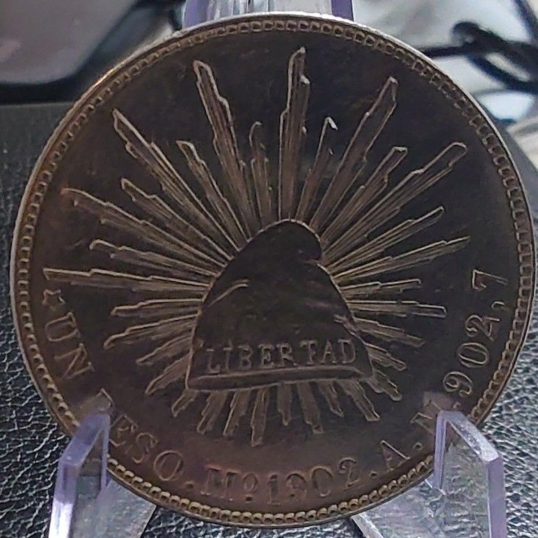 1902年 メキシコ銀貨 1ペソ UN PESO 自由の帽子 リバティキャップ銀貨