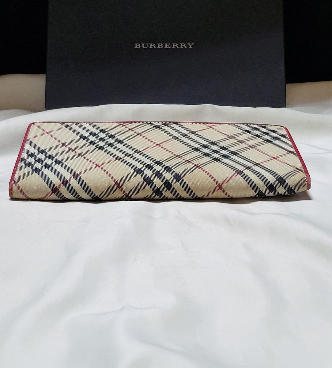 BURBERRY バーバリー ロゴ付き ノバチェック柄 Wホック長財布 箱付き