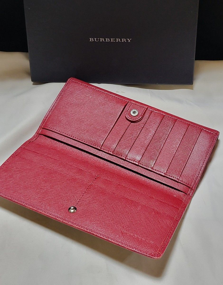 BURBERRY バーバリー ロゴ付き ノバチェック柄 Wホック長財布 箱付き