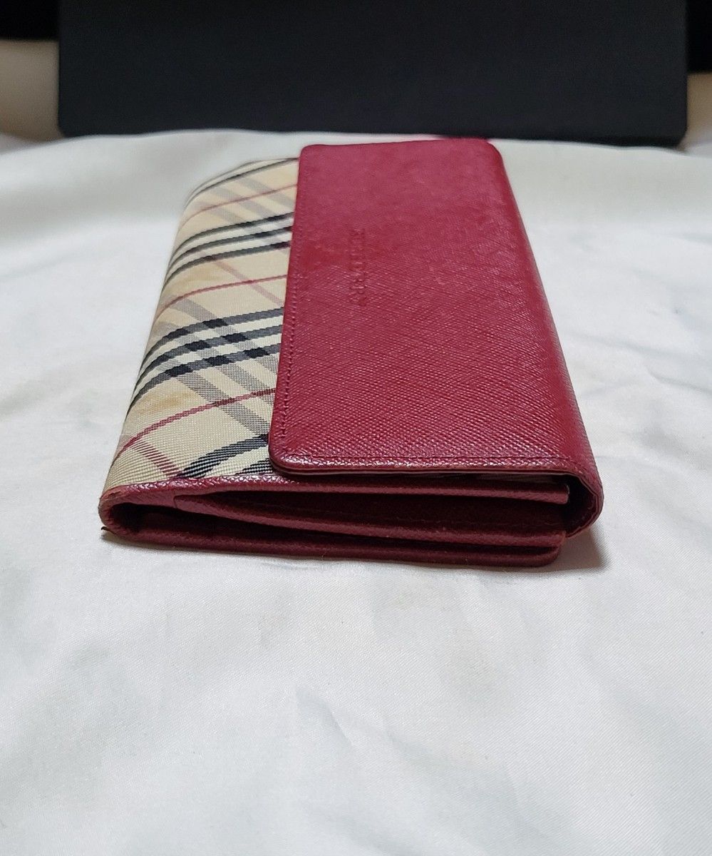 BURBERRY バーバリー ロゴ付き ノバチェック柄 Wホック長財布 箱付き