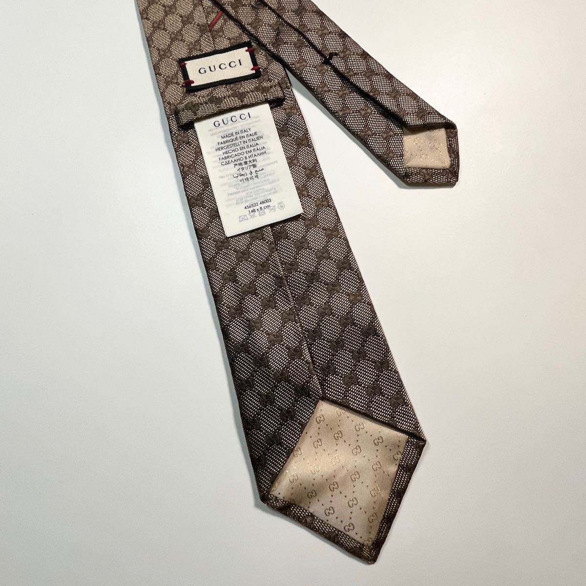 名作 良品 GUCCI グッチ ネクタイ GG柄 シェリーライン Bee ベージュ