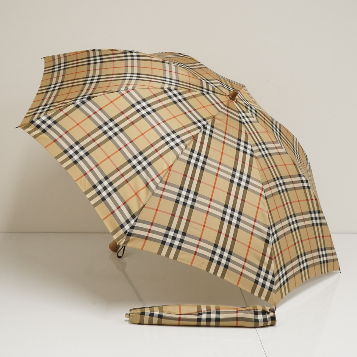 傘 BURBERRY バーバリー USED美品 チェック レディース ネイビー