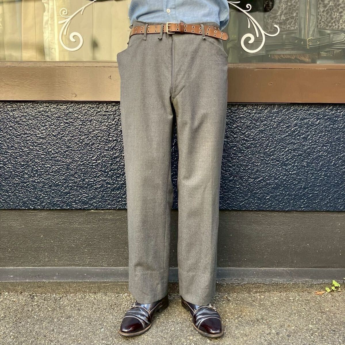 70s Japan Vintage ウールスラックス グレー W94cm XL ヴィンテージ