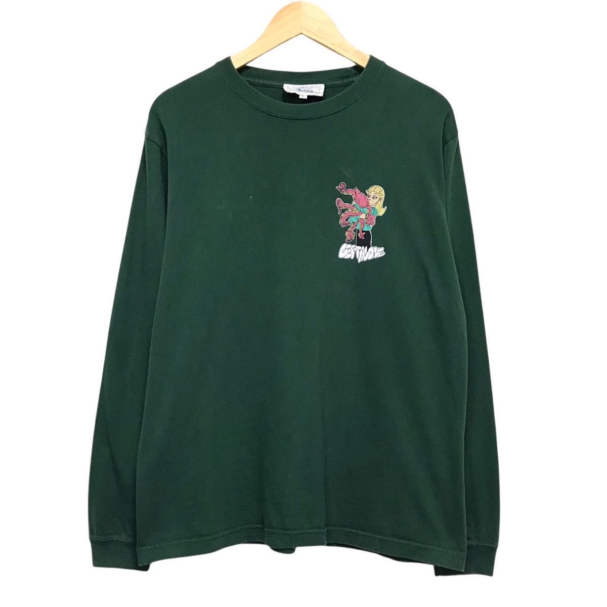 LEFT ALONE レフトアローン 長袖Tシャツ ロンT タコ ロゴ グリーン