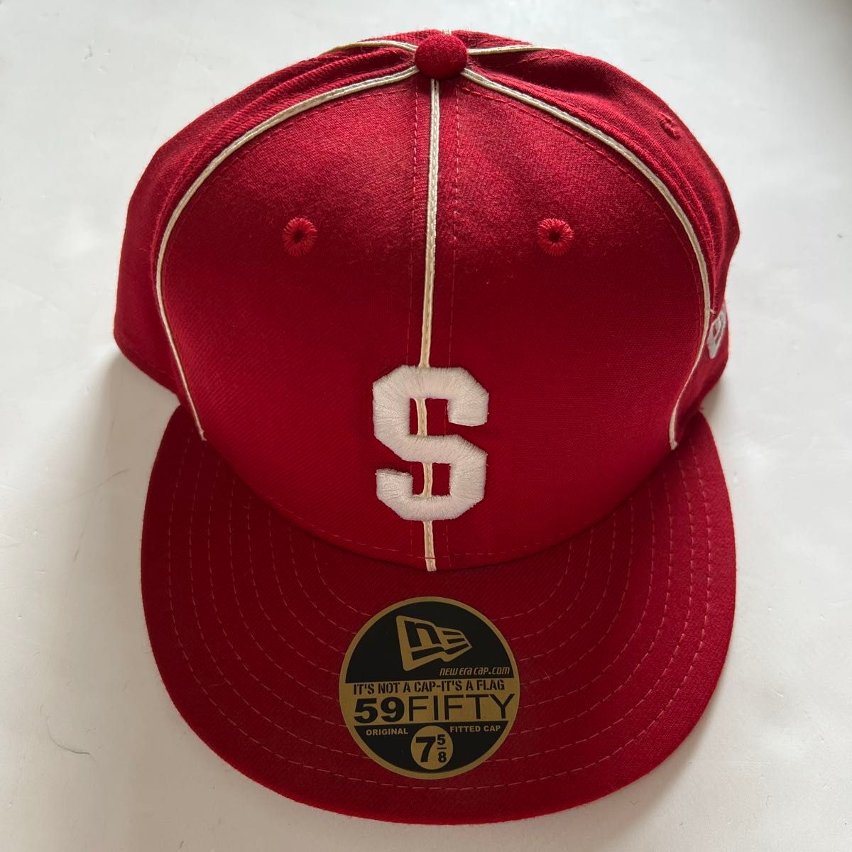 supreme 初期デザイン new era ピンストライプキャップ 赤 7 5/8