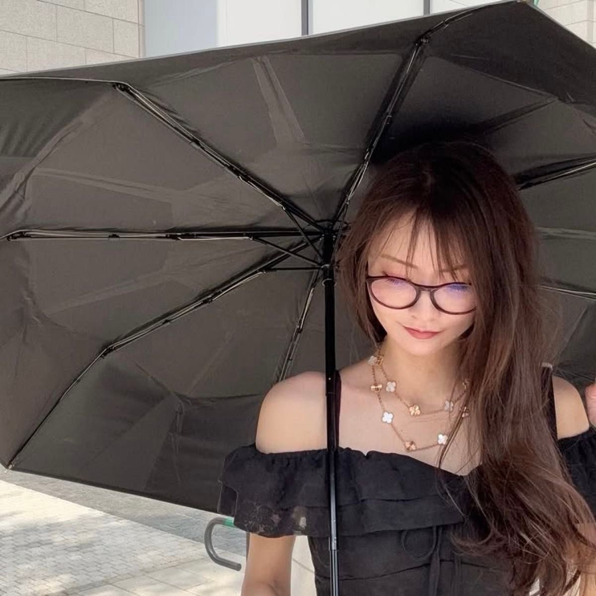 完全遮光 晴雨兼用 日傘 成瀬愛里 しいちゃん 100%遮光 ネイビー しー