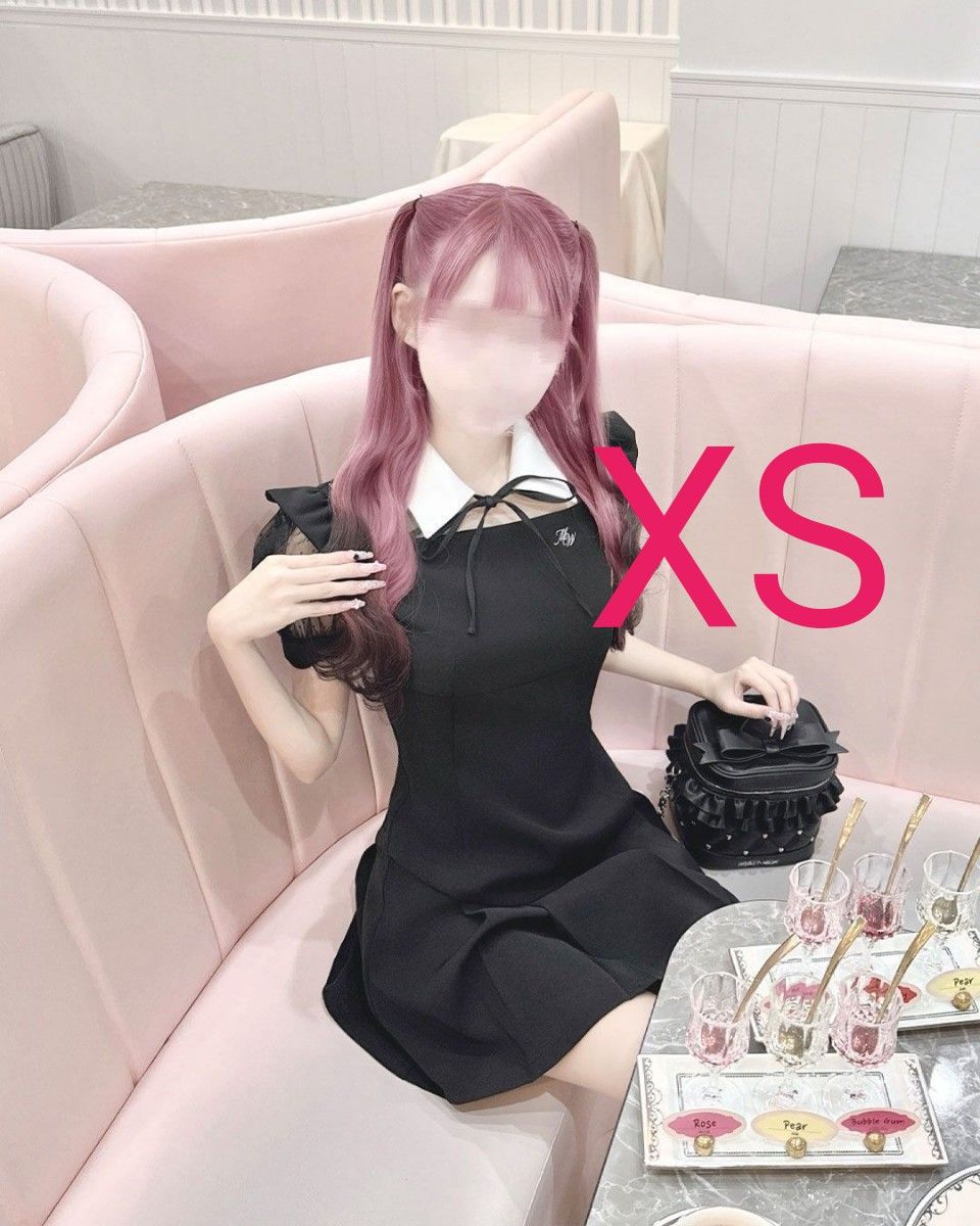 ミシェルマカロン イモ ドットチュールカラーワンピース XSサイズ