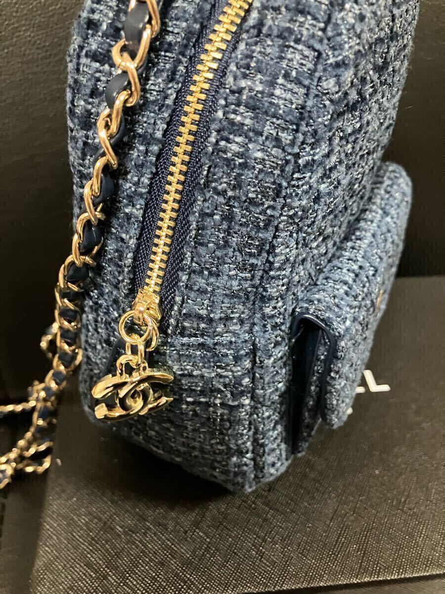 新品 CHANEL シャネル ノベルティ リュックサック ネイビー ツィード
