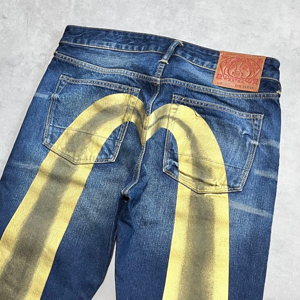 32×34 EVISU エヴィス デニムパンツ 大黒 黄色 lot2017 Y2K ビッグ