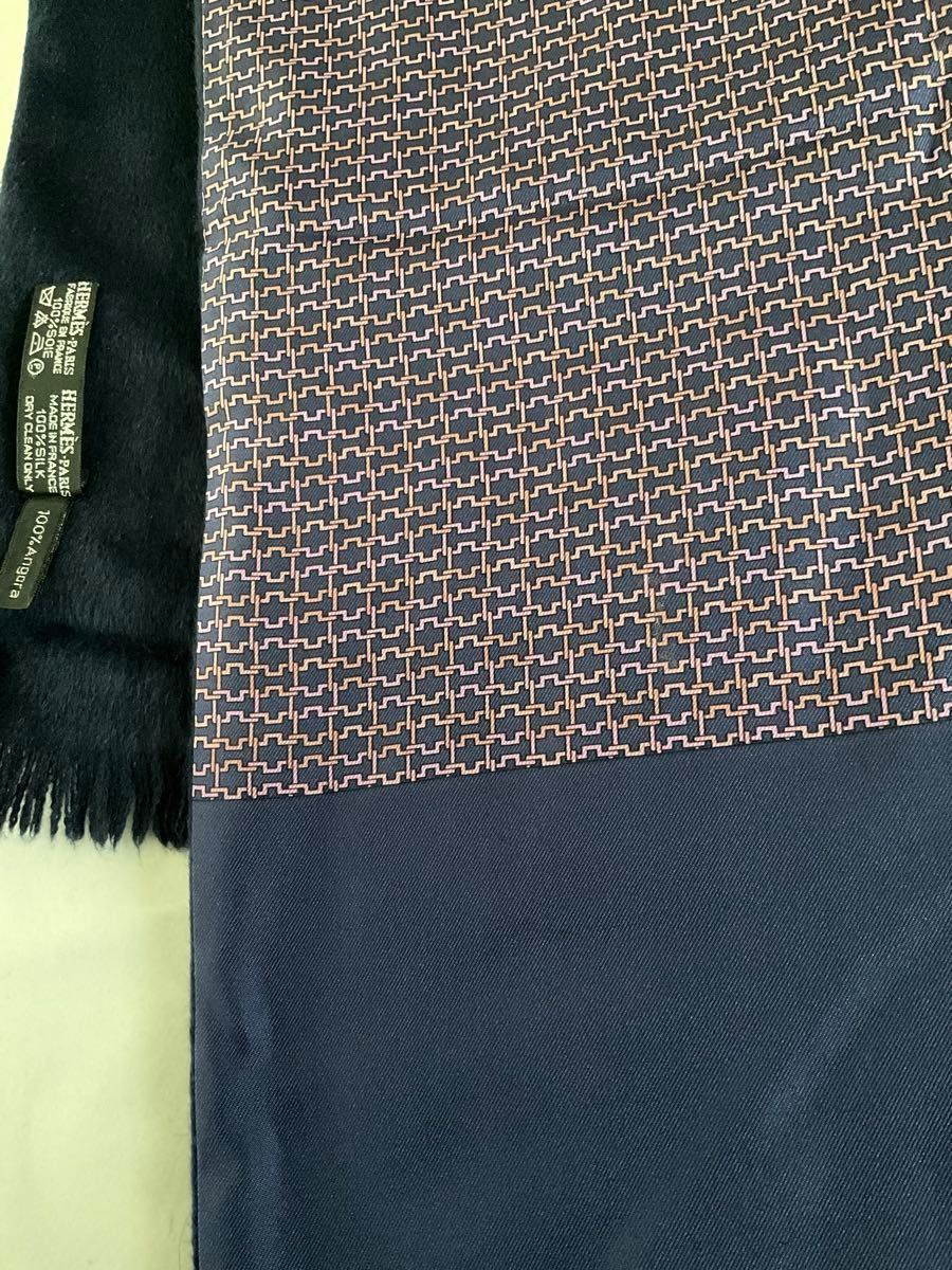 HERMES エルメス マフラー ストール リバーシブル シルク アンゴラ