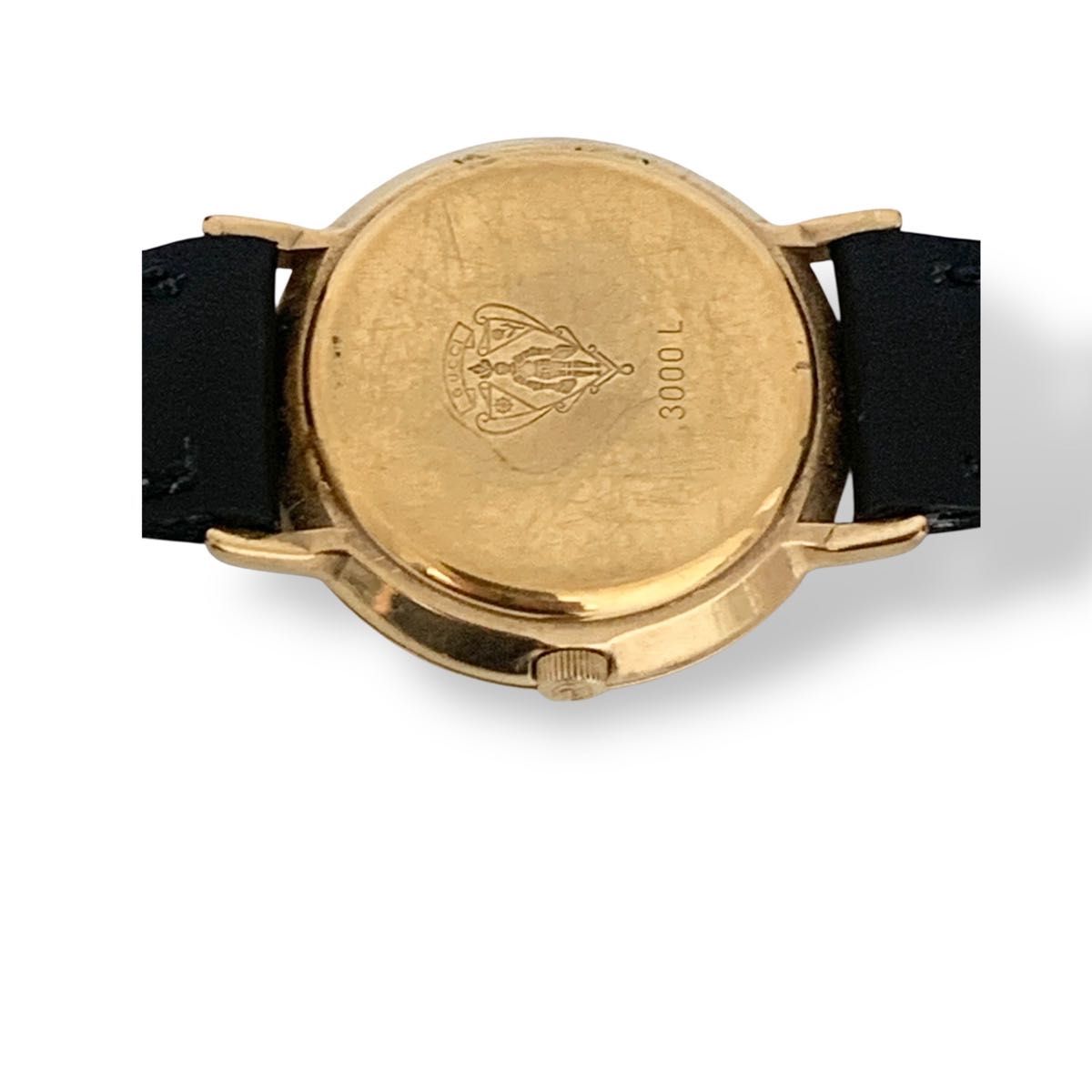 新品電池 GUCCI グッチ 腕時計 クオーツ QZ アナログ 3000L シェリー