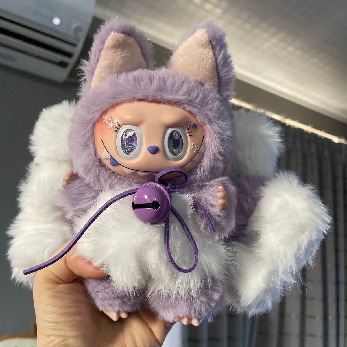 海外限定LABUBU ZIMOMOラブブ ぬいぐるみ ふわふわ キーホルダー 紫