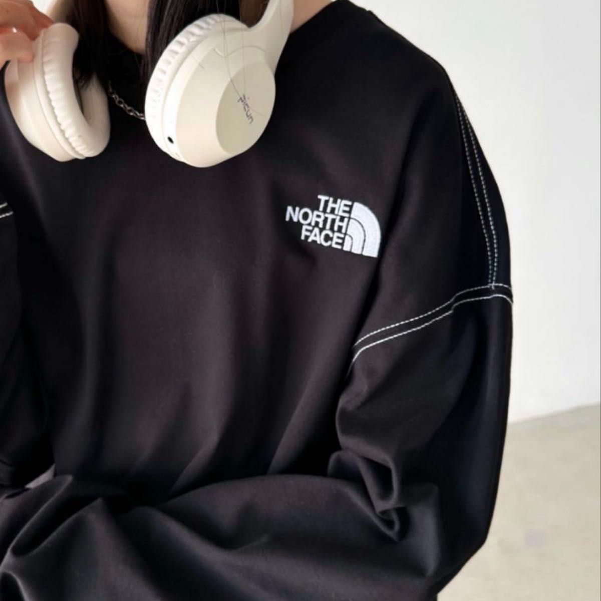 韓国限定 ノースフェイス ロンT 黒 XL ブラック 新品 正規品 ユニ