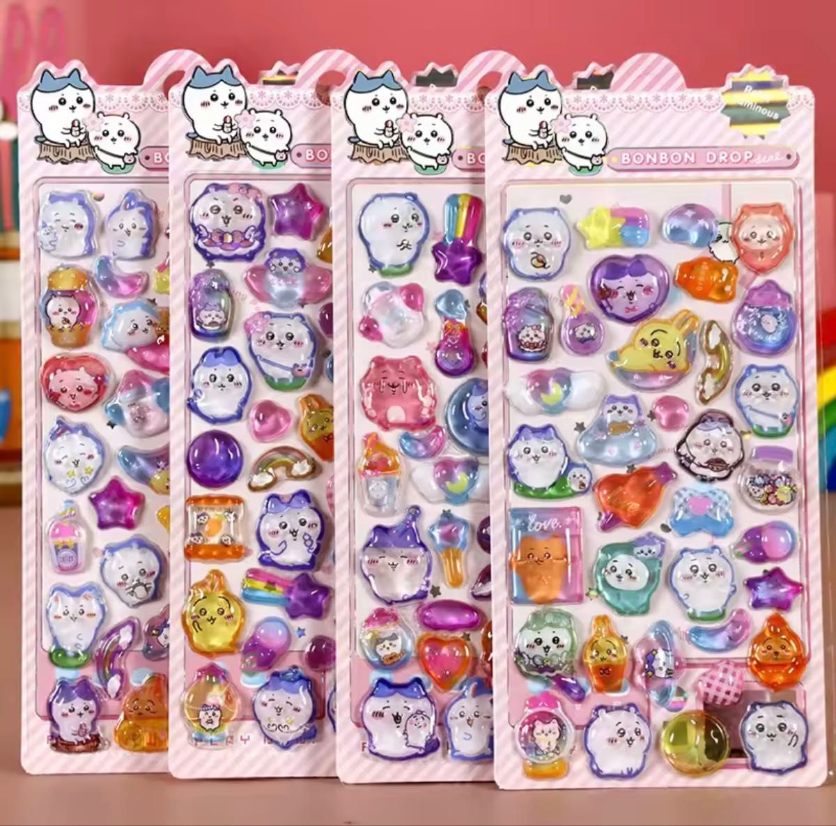 ちいかわ ボンボンドロップ うるちゅる 立体シール 4枚セット まとめ