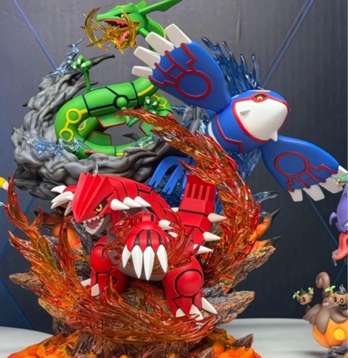 ポケモンフィギュア グラードン カイオーガ レックウザLED付き 新品即