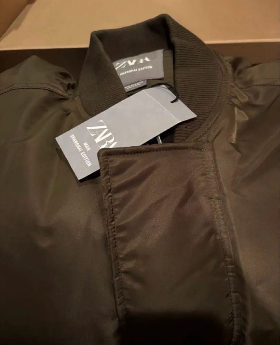 ZARA オーバーサイズボンバージャケット カーキ メンズ｜Yahoo!フリマ