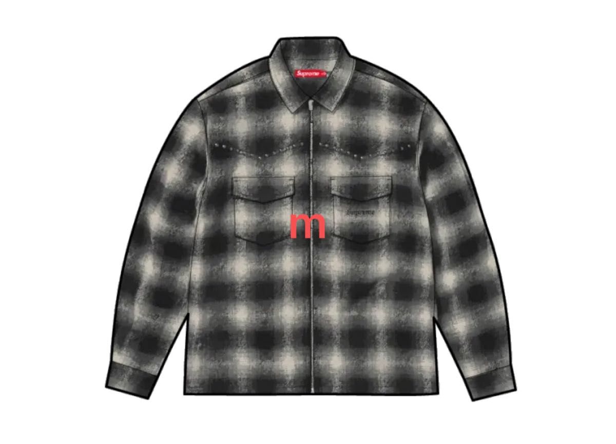 Supreme Studded Shadow Plaid Zip Up Shirt 