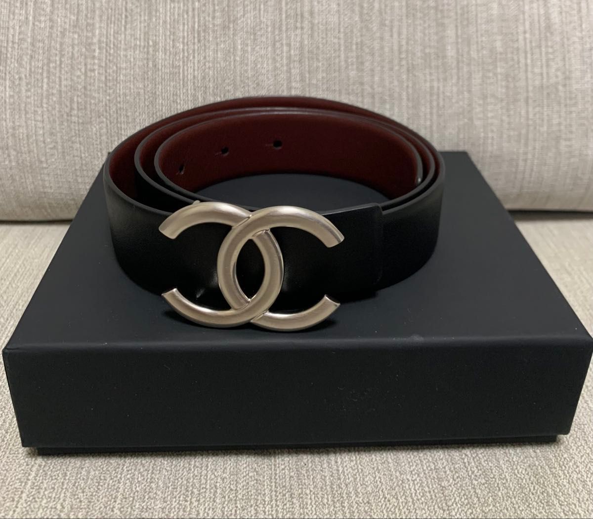 シャネル CHANEL ベルト ココマーク レザー リバーシブル ブラック