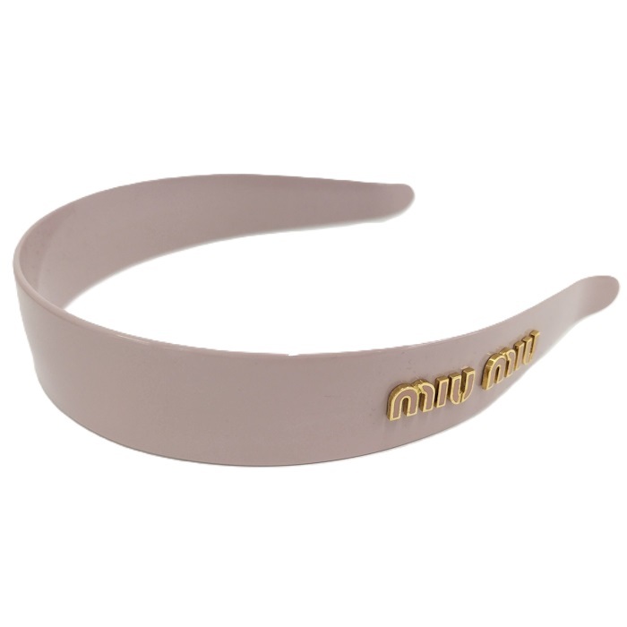 MIU MIU カチューシャ ヘアバンド ピンク系 プレックス メタル 本物 5IH039