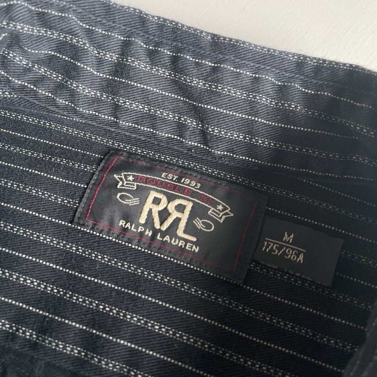 傑作】RRL “Black Striped Work Shirt” M ブラック ストライプ ワーク