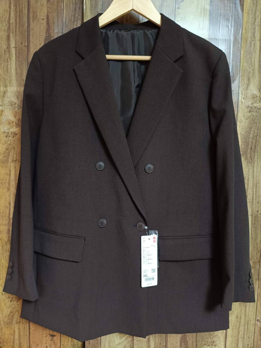 う42】新品・タグ付き UNIQLO ユニクロ ダブルジャケット 3XL ダーク